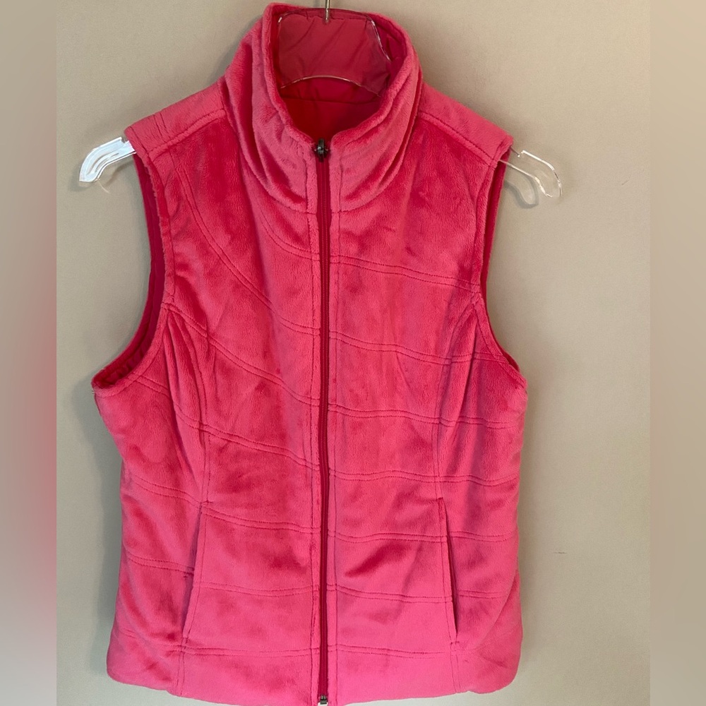 Kiwi Kate Hot Pink Plush Reversable Vest | Women's Sz SM